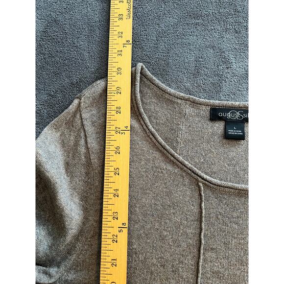 August Silk Gray Scoop Neck Knit Tunic Top Long Sleeve Pockets - L - Picture 6 of 6